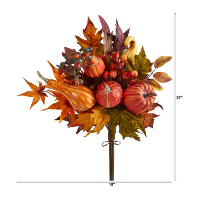 Nearly Natural Set Of 2 Pumpkin Maple Leaf Artificial Flowers