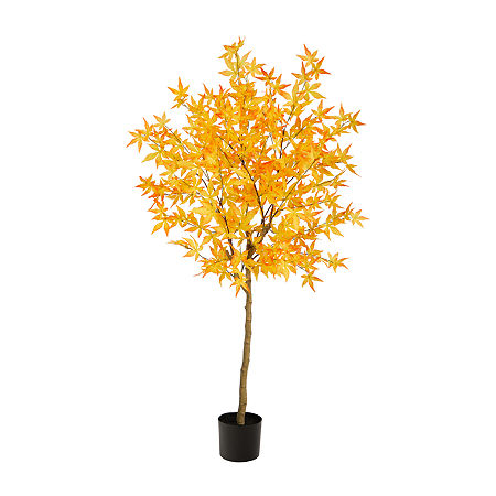 Nearly Natural 5ft Autumn Maple Fall Artificial Plant, One Size, Yellow