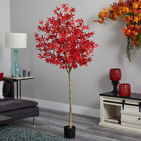 Nearly Natural 6ft Autumn Maple Fall Artificial Plant, One Size, Orange