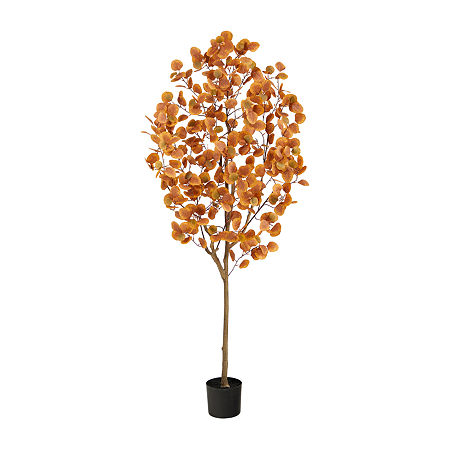 Nearly Natural 6ft Autumn Eucalyptus Artificial Plant, One Size, Orange