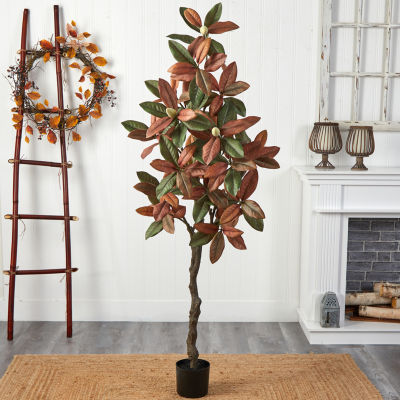 Nearly Natural 6ft Fall Magnolia Artificial Plant