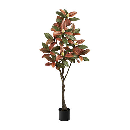 Nearly Natural 5ft Fall Magnolia Artificial Plant, One Size, Brown