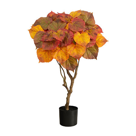 Nearly Natural 3ft Autumn Umbrella Ficus Artificial Plant, One Size, Orange