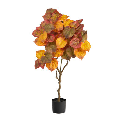 Nearly Natural 4ft Autumn Umbrella Ficus Fall Artificial Plant