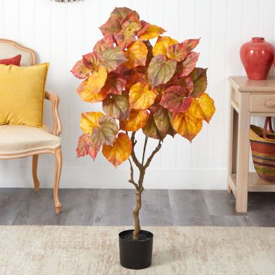 Nearly Natural 4ft Autumn Umbrella Ficus Fall Artificial Plant