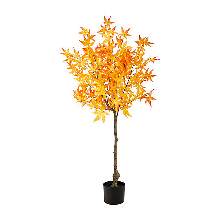 Nearly Natural 4ft Autumn Maple Artificial Plant, One Size, Yellow