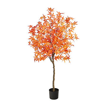 Nearly Natural 5ft Autumn Maple Artificial Plant, One Size, Orange