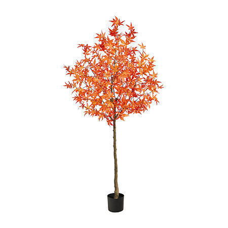 Nearly Natural 6ft Autumn Maple Artificial Plant, One Size, Orange