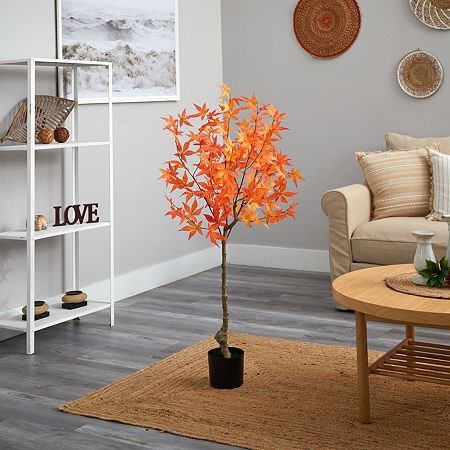 Nearly Natural 6ft Autumn Maple Artificial Plant, One Size, Orange