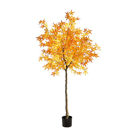 Nearly Natural 6ft Autumn Maple Artificial Plant, One Size, Yellow