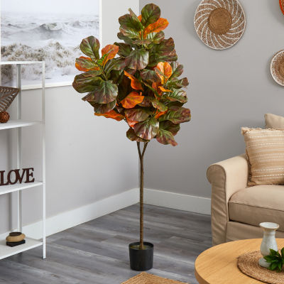Nearly Natural 6ft Autumn Fiddle Leaf Artificial Plant