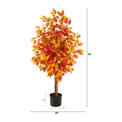 Nearly Natural 4ft Autumn Ficus Fall Artificial Plant