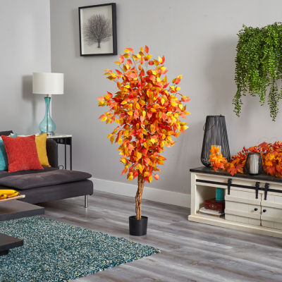 Nearly Natural 5ft Autumn Ficus Fall Artificial Plant