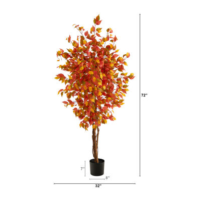 Nearly Natural 6ft Autumn Ficus Fall Artificial Plant