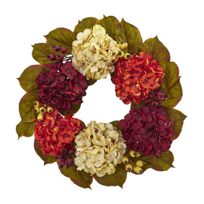 Nearly Natural 20" Hydrangea Berry Artificial Wreath
