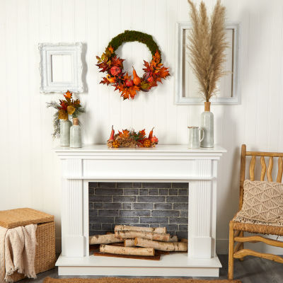 Nearly Natural Faux Pumpkin Gourd & Maple Leaf Wreath