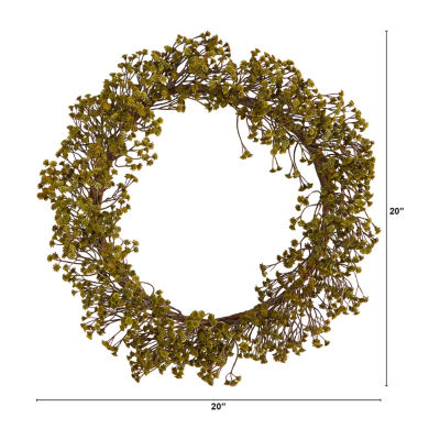 Nearly Natural "20"" Autumn Gypsophila Artificial" Wreath