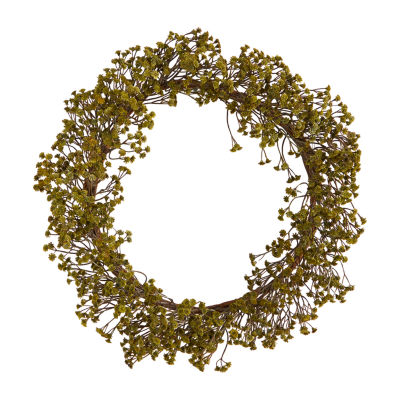 Nearly Natural "20"" Autumn Gypsophila Artificial" Indoor Wreath