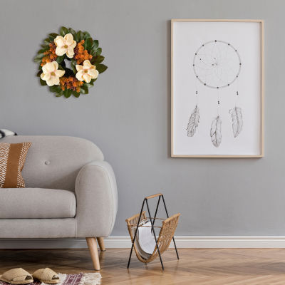 Nearly Natural "24"" Magnolia Artificial" Wreath