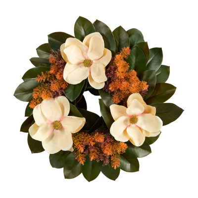 Nearly Natural 24" Magnolia Artificial Wreath