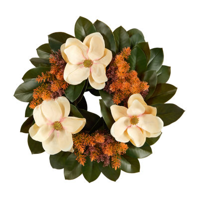 Nearly Natural "24"" Magnolia Artificial" Wreath