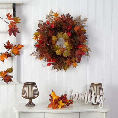 Nearly Natural 30" Autumn Faux Arrangement Wreath