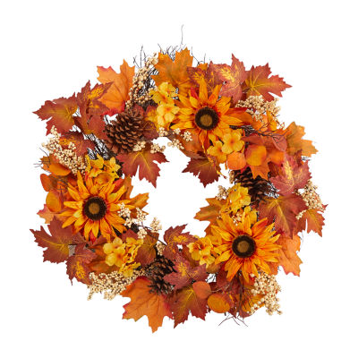 Nearly Natural "28"" Autumn Faux Arrangement" Wreath