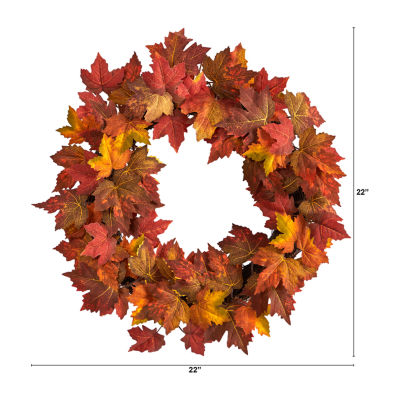 Nearly Natural 22" Maple Leaf Faux Wreath