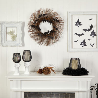 Nearly Natural 26" Halloween Bats Twig Wreath