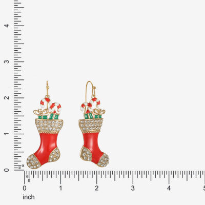 Bijoux Bar Red Stocking Glass Drop Earrings