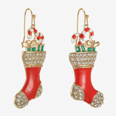 Bijoux Bar Red Stocking Glass Drop Earrings