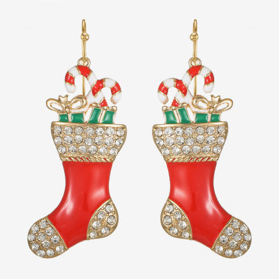 Bijoux Bar Red Stocking Glass Drop Earrings