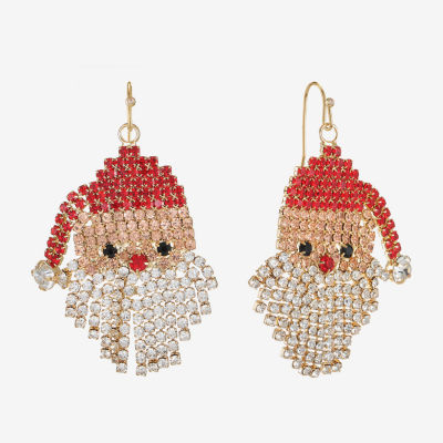 Bijoux Bar Pave Santa Glass Drop Earrings