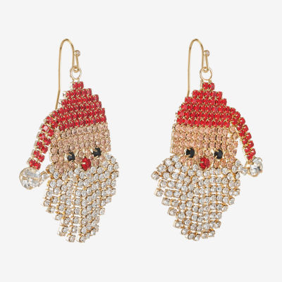 Bijoux Bar Pave Santa Glass Drop Earrings