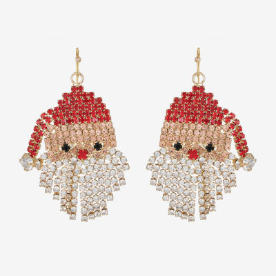 Bijoux Bar Pave Santa Glass Drop Earrings