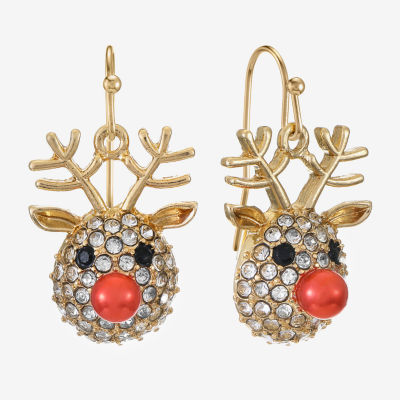 Bijoux Bar Pave Reindeer Glass Drop Earrings