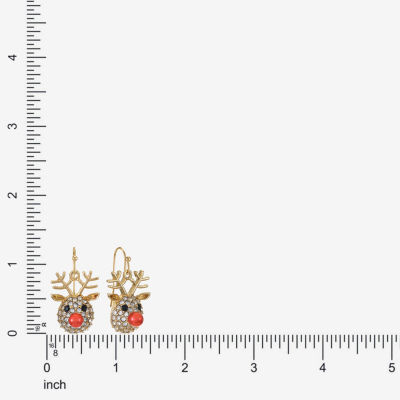 Bijoux Bar Pave Reindeer Glass Drop Earrings