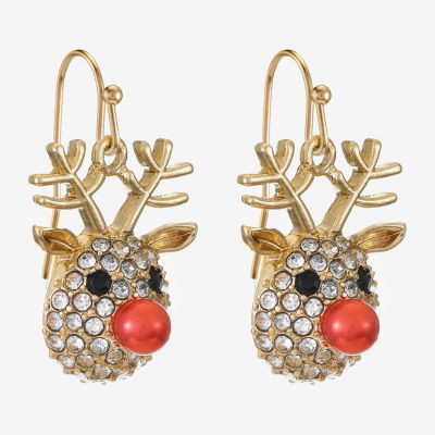 Bijoux Bar Pave Reindeer Glass Drop Earrings