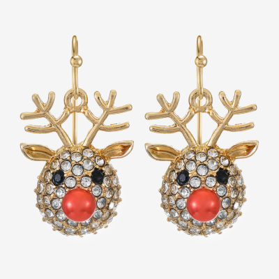 Bijoux Bar Pave Reindeer Glass Drop Earrings