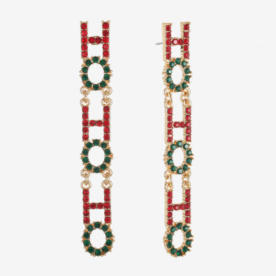 Bijoux Bar Ho Ho Ho Glass Drop Earrings