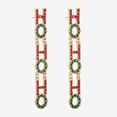 Bijoux Bar Ho Ho Ho Glass Drop Earrings