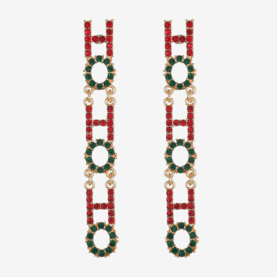 Bijoux Bar Ho Ho Ho Glass Drop Earrings