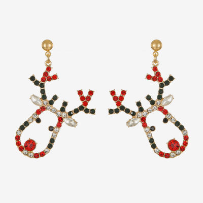 Bijoux Bar Reindeer Glass Drop Earrings