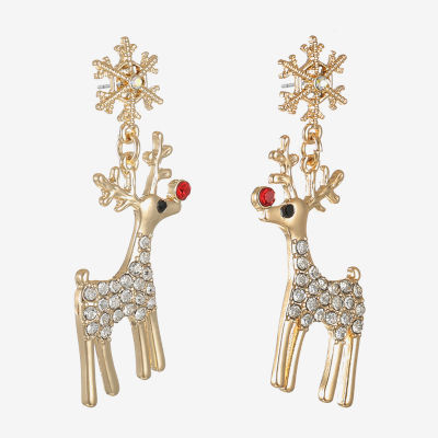 Bijoux Bar Reindeer Glass Drop Earrings