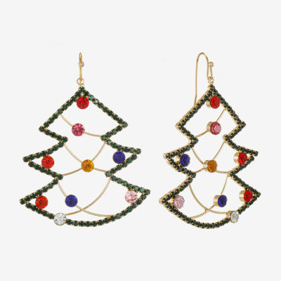 Bijoux Bar Christmas Tree Glass Star Drop Earrings