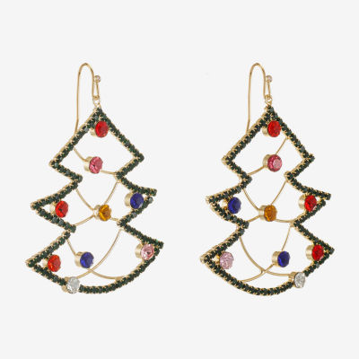 Bijoux Bar Christmas Tree Glass Star Drop Earrings