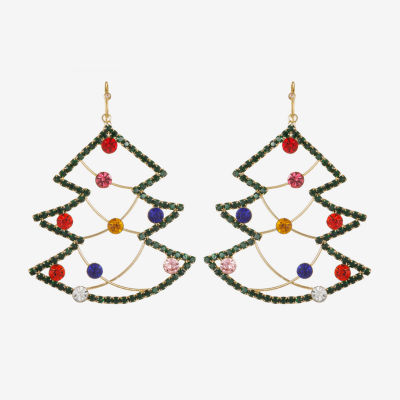 Bijoux Bar Christmas Tree Glass Star Drop Earrings