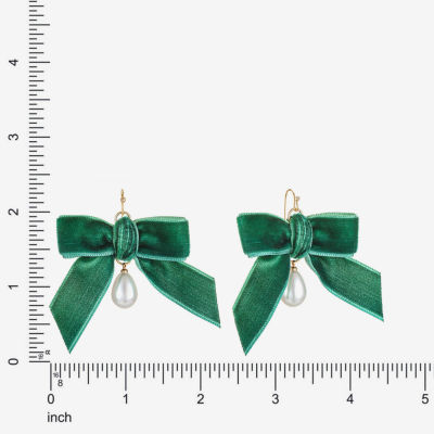 Bijoux Bar Velvet Simulated Pearl Bow Drop Earrings