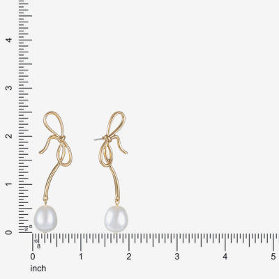 Bijoux Bar Simulated Pearl Bow Drop Earrings