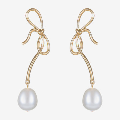 Bijoux Bar Simulated Pearl Bow Drop Earrings